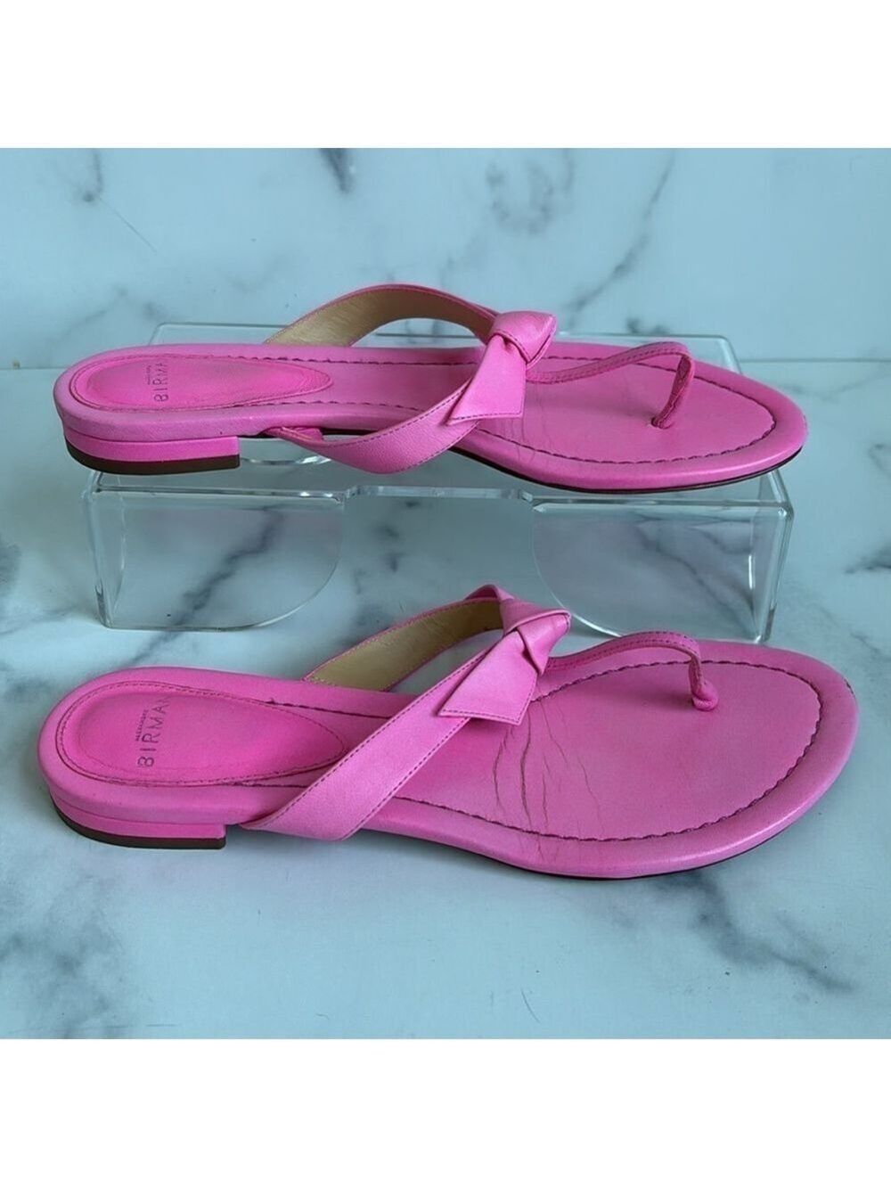 Alexandre Birman Pink Clarita Naked Leather Thong Sandals Size Italian 37 US 7 - Picture 2 of 13